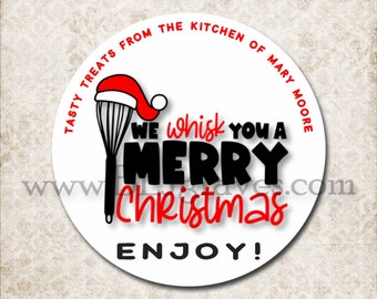 From The Kitchen Of Stickers, Christmas Jar Label, Whisk Custom Food Gift Labels, Personalized Baking Gift Sticker Labels D356