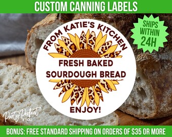 Custom From The Kitchen Of Sunflower Label Personalized Food Gift Label Personalized Canning Jar Label Custom Mason Jar Label Printed Custom