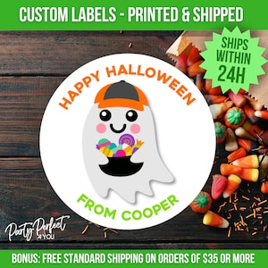 Personalized Ghost Halloween Party Label Custom Halloween Classroom Party Treat Bag Sticker Halloween School Class Party Favor Sticker Label