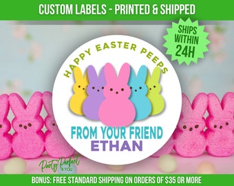 Custom Easter Peeps Gift Tag Label Personalized Easter Gift Label Easter Canning Label Food Gift Jar Label Easter Class Party Favor Label