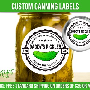 Custom Pickle Labels Custom Canning Label Pickle From the Kitchen of Pickle Canning Label ...
