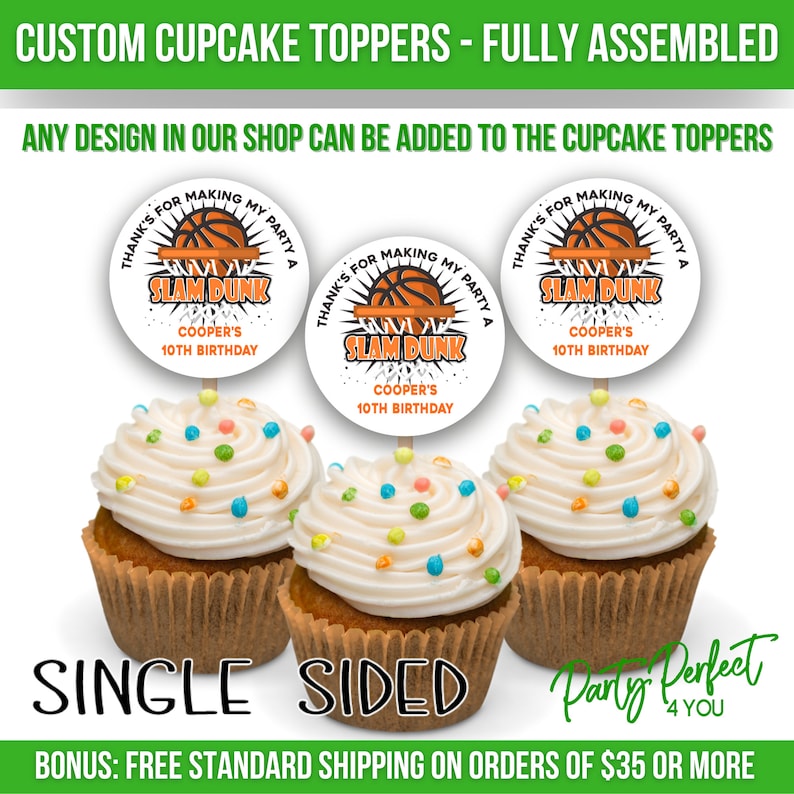 Logotipo de imagen personalizado Texto Cupcake Topper Logotipo de negocio Cupcake Topper Pastel de cumpleaños personalizado Topper Fiesta Pick Baby Shower Wedding Cupcake imagen 5