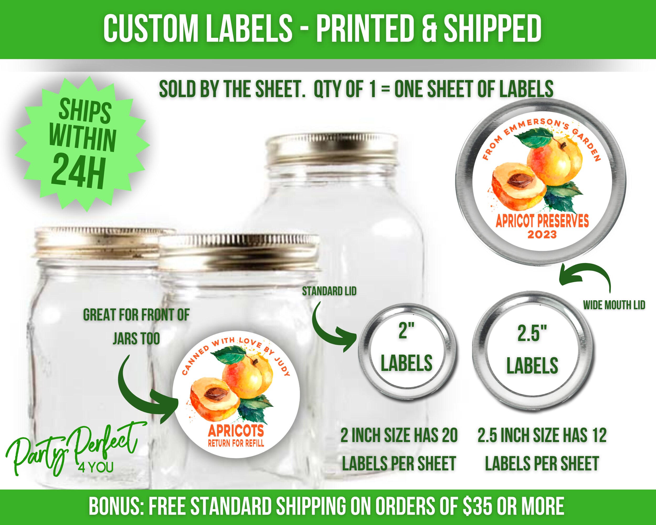 Apricot From the Kitchen of Canning Label Custom Apricot Jam or Jelly ...