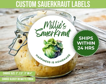 Custom Sauerkraut Canning Label From The Kitchen Of Personalized Homemade Sauerkraut Label Custom Gift For Gardener Gift for Mom Grandma