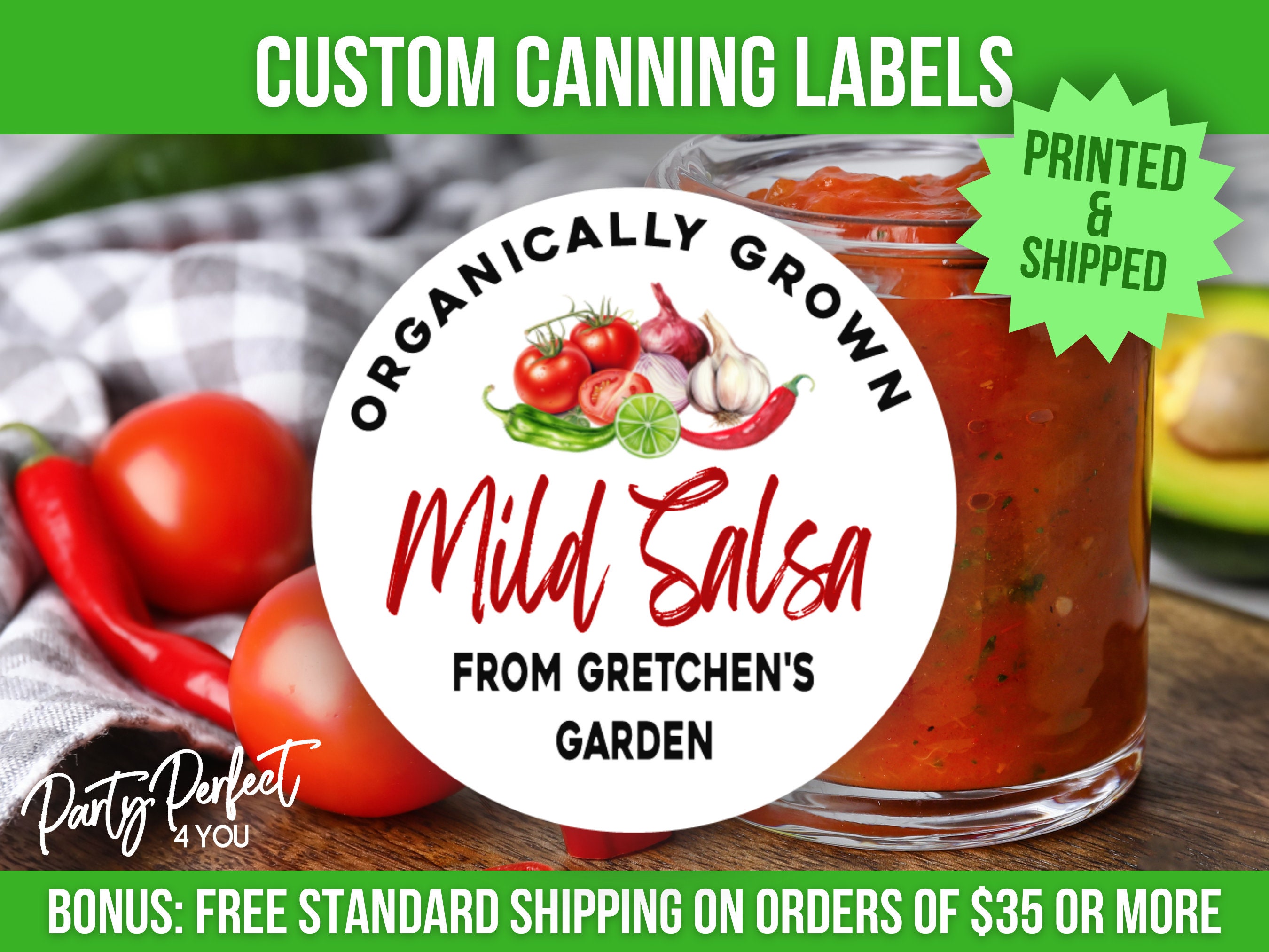 Salsa Canning Label Custom, Salsa Verde Gift Label Personalized, From ...