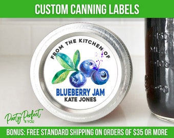 Blueberry Canning Label Custom From The Kitchen Of Label Food Gift Label Personalized Canning Jar Label Blueberry Preserve Gift Tag Sticker
