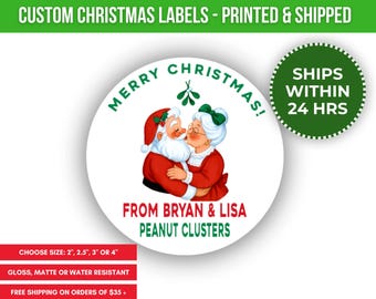 Custom Santa Christmas Gift Tag Personalized Santa Christmas Canning Label Custom Mason Jar Label Food Gift Sticker Personalized Gift Tag