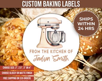 Custom Baking Label Gold Mixer From The Kitchen Of Personalized Homemade Baked Goods Label Custom Gift For Baker Bread Maker Gift for Mom
