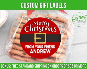 Custom Christmas Santa Label Personalized Christmas Treat Bag Label Custom Goodie Bag Label Christmas Canning Label Christmas Gift Label