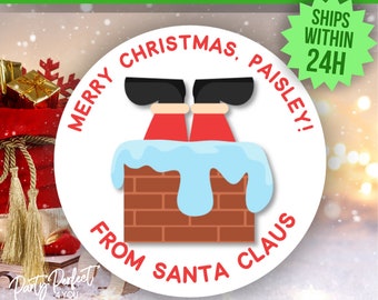 From Santa Christmas Gift Label Custom Kids Christmas Santa Label School Party Treat Bag Label Personalized Canning Gift Label Mason Jar