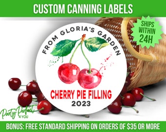 Cherry Canning Label Custom From The Kitchen Of Label Personalized Homestead Gift Label Custom Mason Jar Label Personalized Baking Label