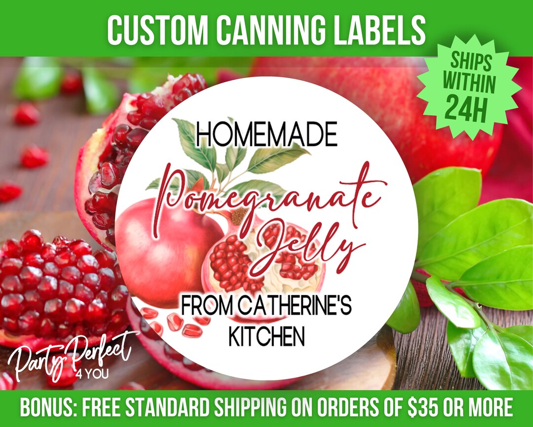 Pomegranate Jelly Canning Label Custom From the Kitchen of Personalized ...
