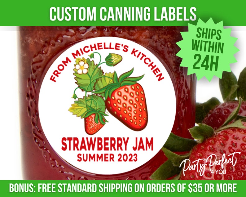 Custom Homestead Canning Labels Strawberry