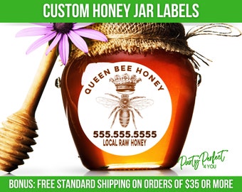 Custom Honey Jar Label Honey Business Product Label Custom Queen Bee Label Personalized Queen Bee Mason Jar Label Honey Business Logo Label