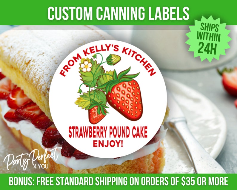 personalized strawberry baking gift labels