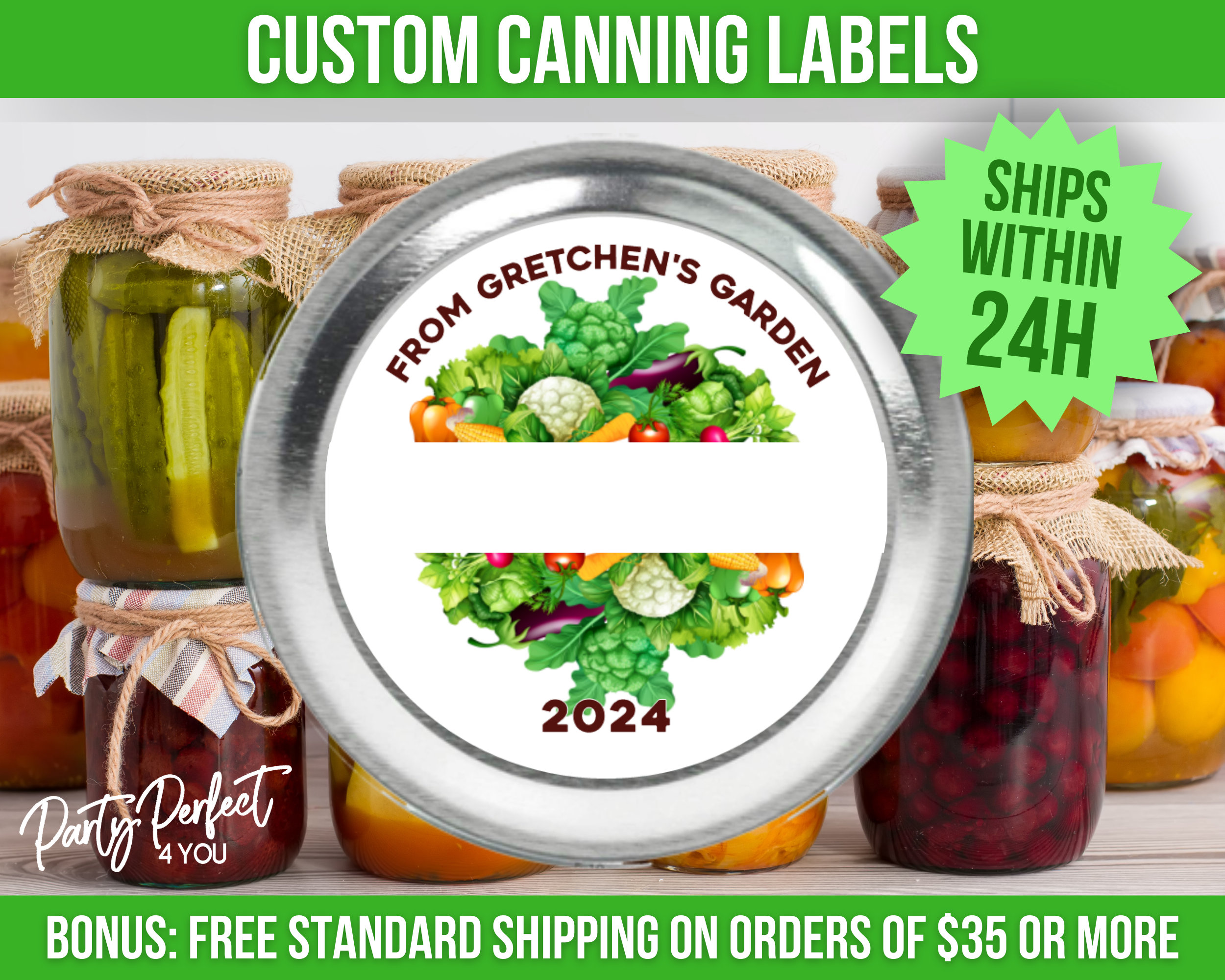Vegetable Garden Canning Label Custom From The Kitchen Of Canning Label Personalized Canning Label Food Gift Label Custom Mason Jar Label