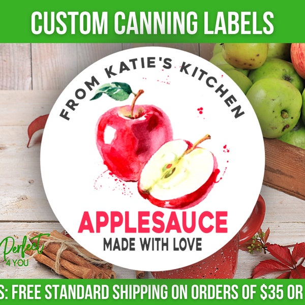 Apple From The Kitchen Of Label Custom Applesauce Canning Label Custom Food Gift Label Personalized Mason Jar Label Printed Homestead Label