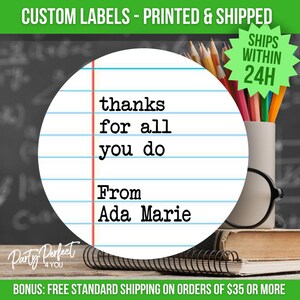 Custom Teacher Appreciation Gift Tag Sticker Personalized Teacher Thank You Label Thanks For All You Do Custom Teacher Gift Tag Sticker