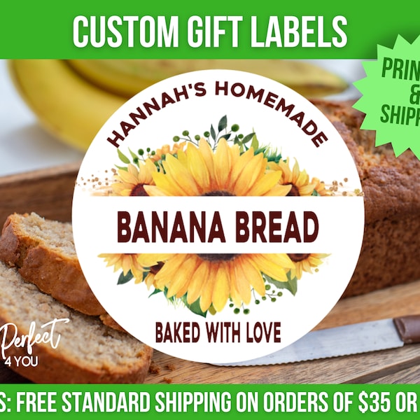 From The Kitchen Of Baking Label Sunflower Custom Food Gift Label Personalized Canning Label Custom Printed Mason Jar Label Homemade Gift