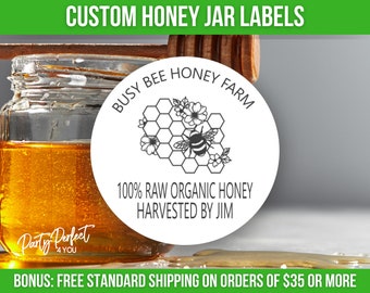 Custom Honey Jar Label Personalized Honey Bee Business Label Honey Mason Jar Label Honey Business Logo Label Custom Honey Canning Label