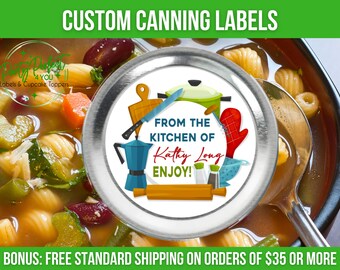 Personalized From The Kitchen Of Sticker Custom Food Gift Label Custom Canning Label Personalized Baking Gift Label Canning Jar Lid Label