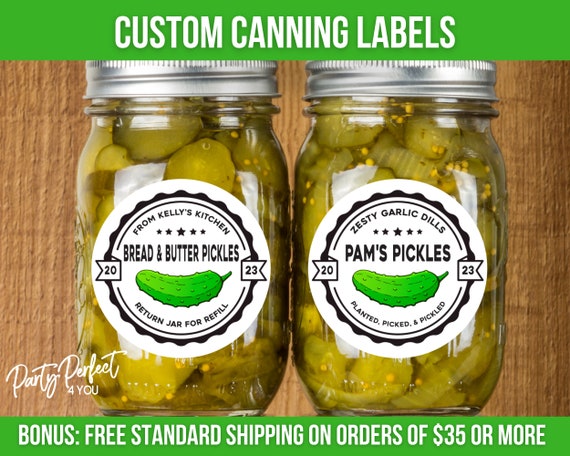 Custom Pickle Canning Label Food Gift Personalized Jar From The