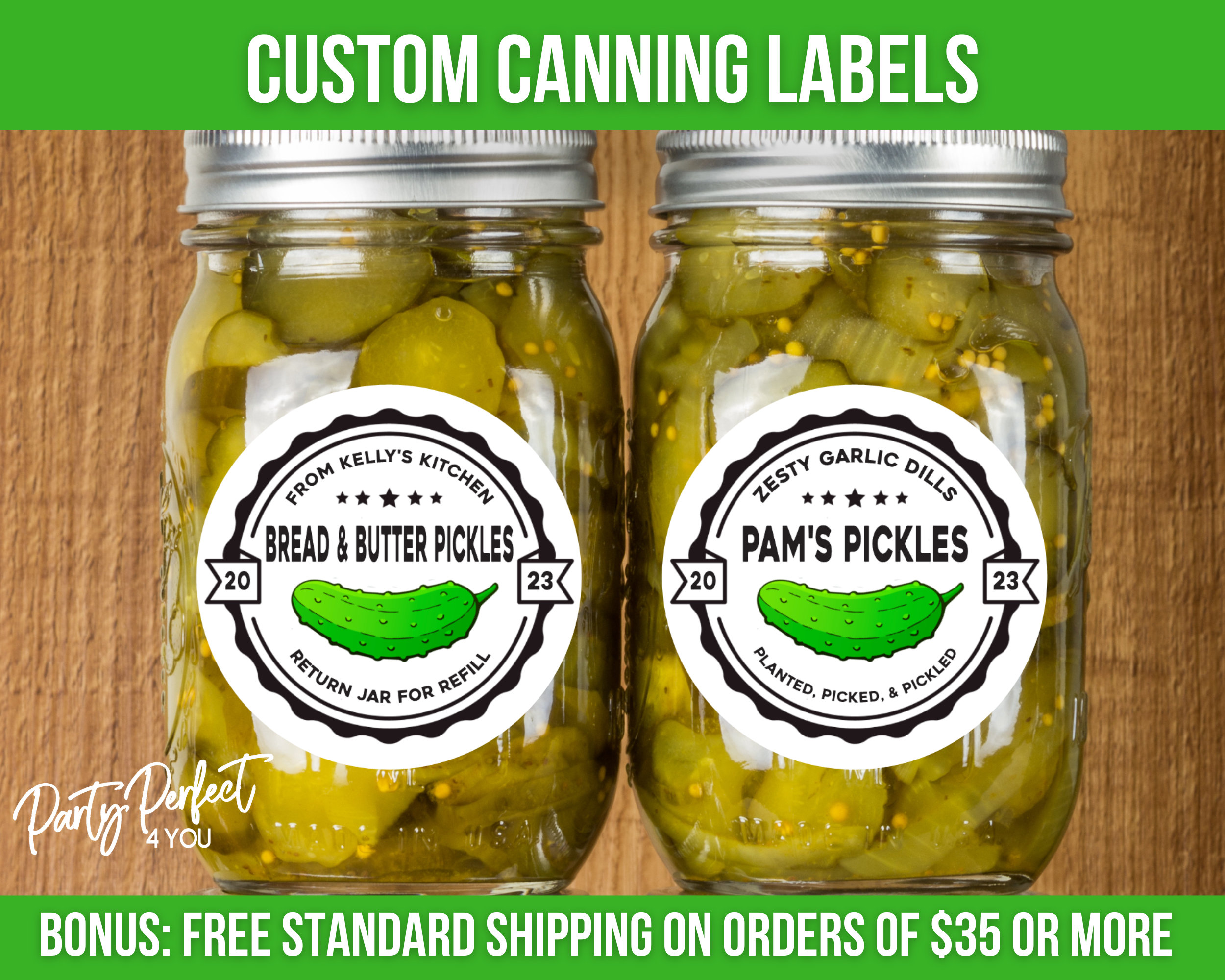 Pickled Labels Food Gift Labels 18 Pickled Beetroot Jar Labels - Green Gingham Design ...