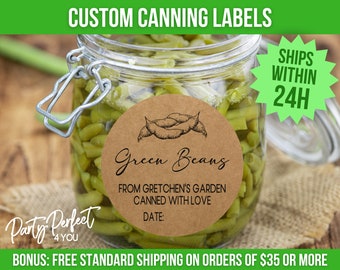 Custom Green Bean Canning Label Mason Jar Label Home Canning Gift Tag Label Personalized Canning Gift Jar Label Green Bean Homestead Canning