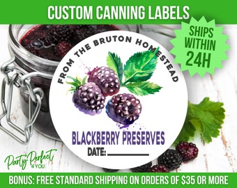 Blackberry Canning Label From The Kitchen Of Blackberry Jam Preserves Label Custom Food Gift Label Personalized Canning Jar Label Mason Jar