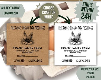Egg Carton Label Custom Chicken Egg Sticker Personalized Farm Fresh Eggs Label Business Logo Label Local Egg Dealer Farmers Market Homestead