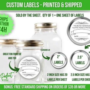 Custom Homestead Canning Label Personalized Canning Jar Label From The Kitchen Of Mason Jar Lid Label Preserving Freezing or Pickling Label image 5