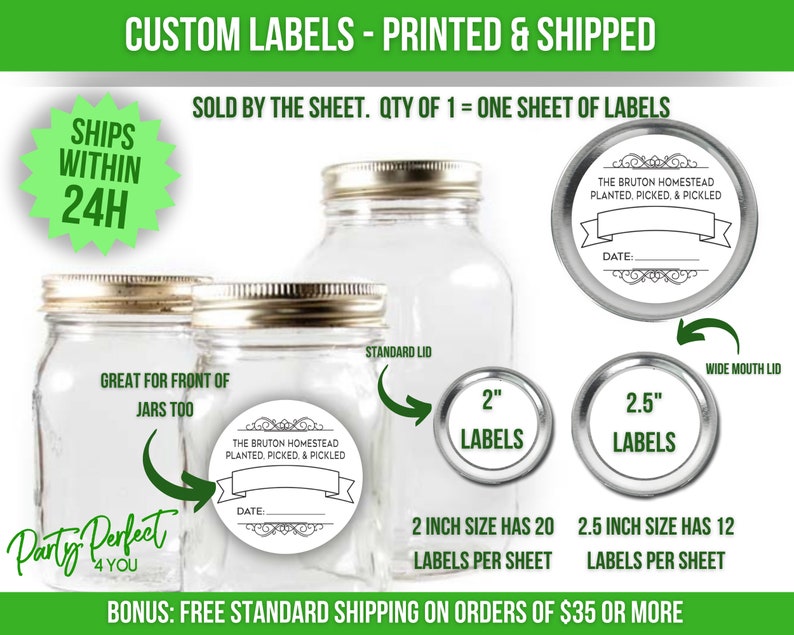 Custom Homestead Canning Label Personalized Canning Jar Label From The Kitchen Of Mason Jar Lid Label Preserving Freezing or Pickling Label image 5