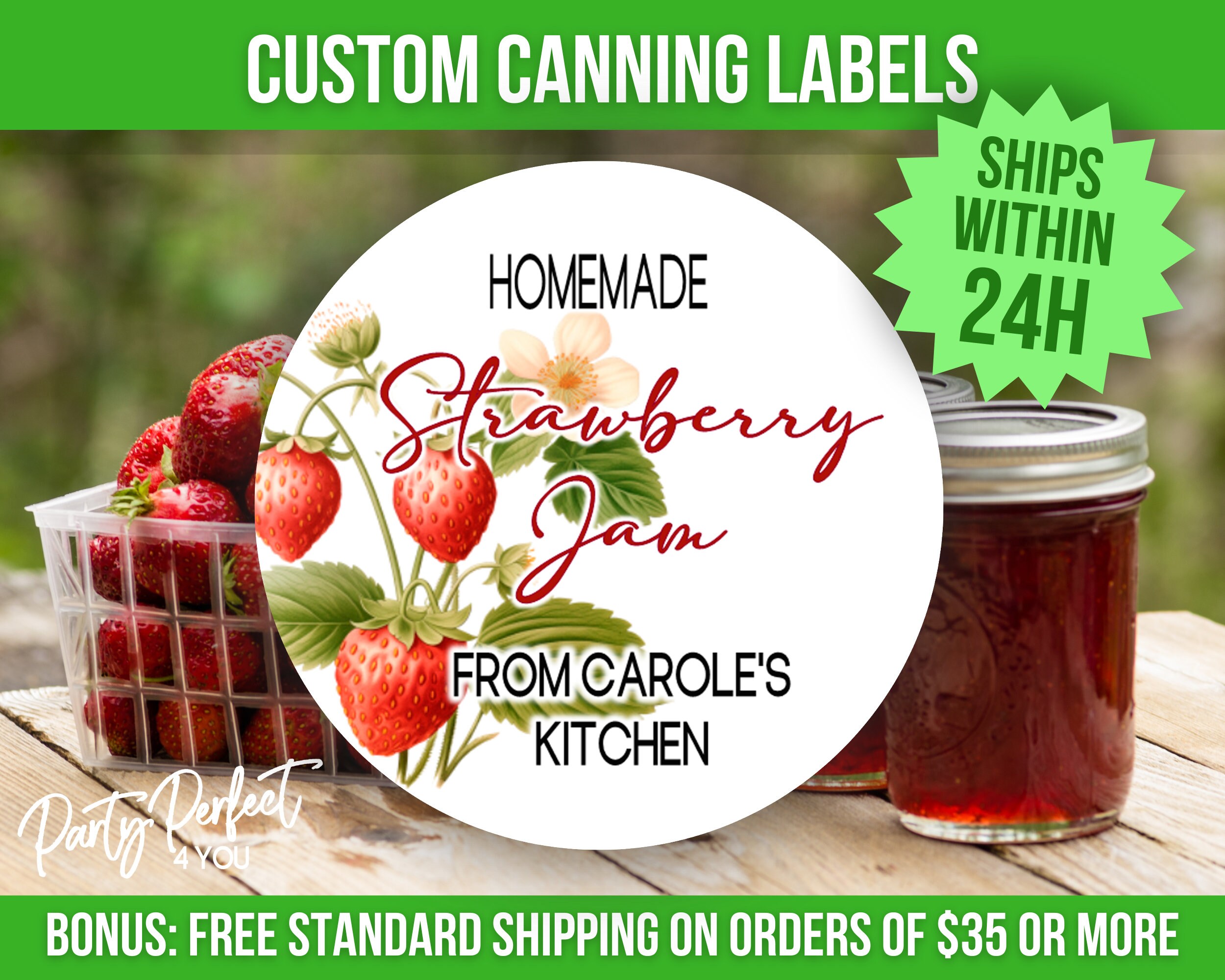 Strawberry Jam Canning Label Custom From The Kitchen Of Personalized Homestead Canning Label Jelly Strawberry Preserves Custom Gift Label