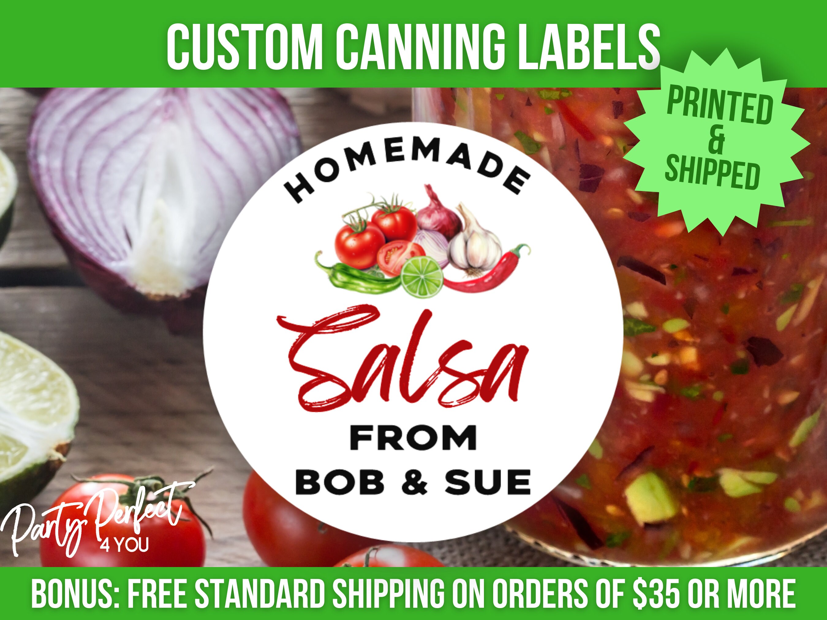 Salsa Canning Label Custom, Salsa Verde Gift Label Personalized, From ...