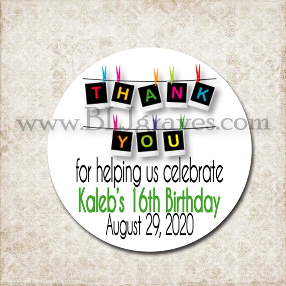 Custom Birthday Thank You Stickers Personalized Birthday | Etsy
