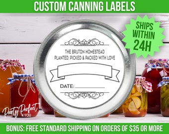 Custom Homestead Canning Label Personalized Canning Jar Label From The Kitchen Of Mason Jar Lid Label Preserving Freezing or Pickling Label