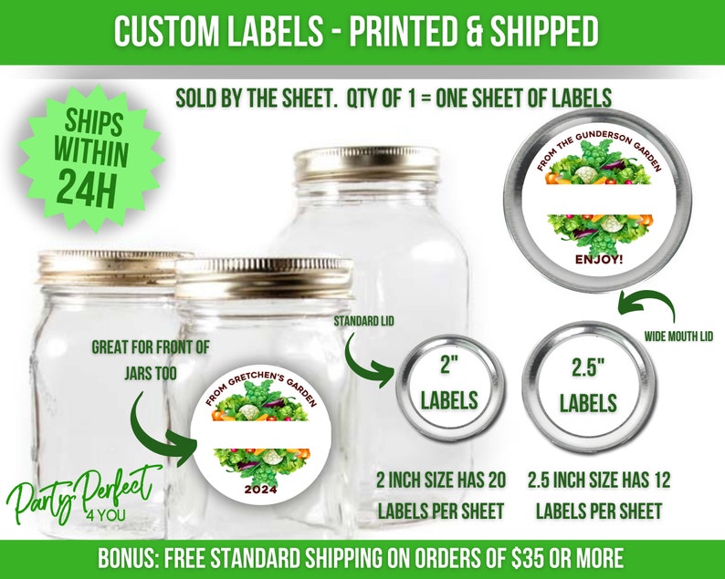 Vegetable Garden Canning Label Custom From The Kitchen Of Canning Label Personalized Canning Label Food Gift Label Custom Mason Jar Label image 5