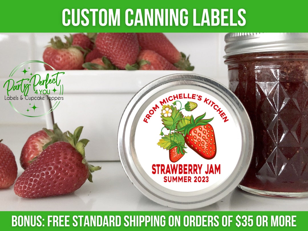 Custom Canning Labels Strawberry Jam From the Kitchen of Strawberry Preserves Labels Custom Food