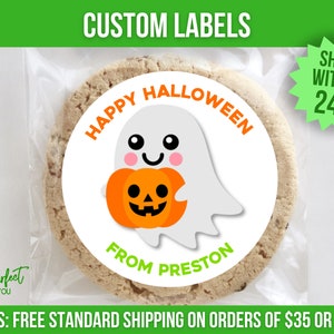 Personalized Ghost Halloween Party Label Custom Halloween Classroom Party Treat Bag Sticker Halloween School Class Party Favor Sticker Label