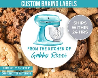 Custom Baking Label Blue Mixer From The Kitchen Of Personalized Homemade Baked Goods Label Custom Gift For Baker Bread Maker Gift for Mom
