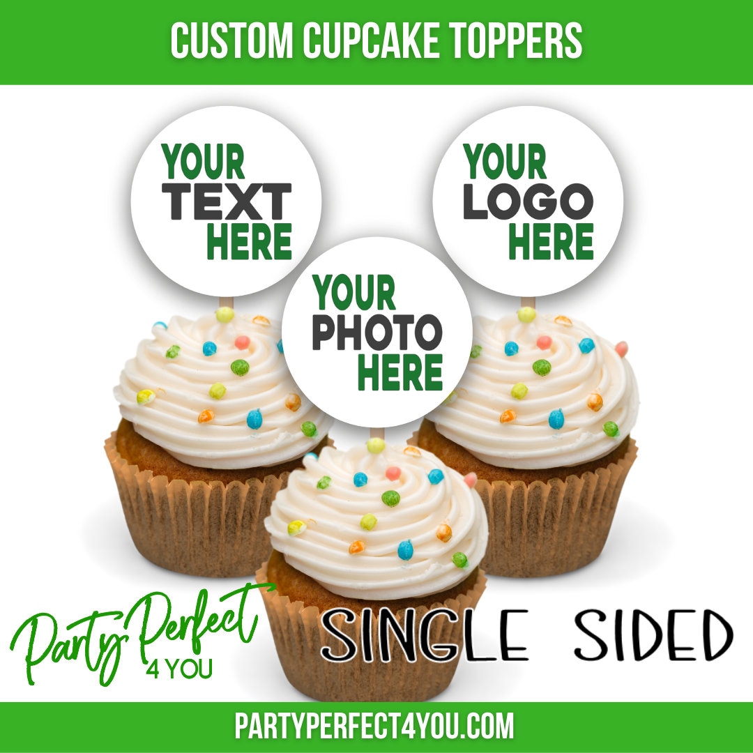Custom Image Logo Text Cupcake Topper Business Logo Cupcake Topper