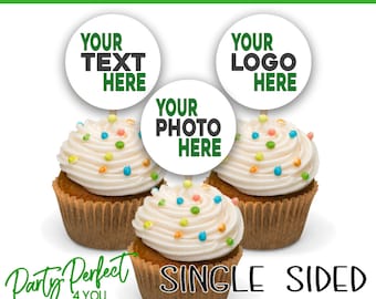 Custom Image Logo Text Cupcake Topper Business Logo Cupcake Topper Personalized Birthday Cake Topper Party Pick Baby Shower Wedding Cupcake