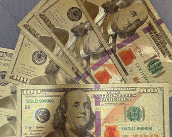 Gold Banknote Color USD 10 Dollar Engraved Gold Ho... – Vicedeal - Foto 12