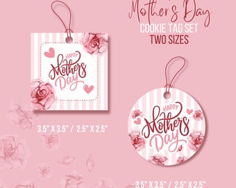Floral Mother's Day Tags, Rose Stickers (Digital Download)