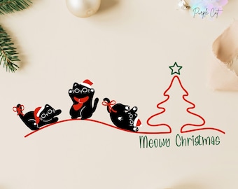 Gato navideño maullando SVG: Diseño navideño, archivos de corte por sublimación