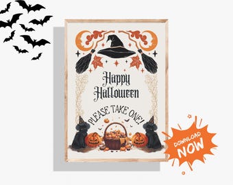 Please Take One Sign Halloween, Spooky Candy Corner Printable (Digital Download)