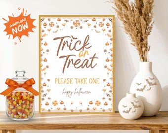 Trick or Treat Sign: Halloween Candy Porch Decor (Digital Download)