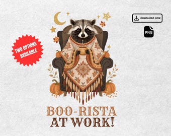 Mapache de Halloween PNG: Ilustración acogedora de otoño (descarga digital)