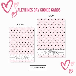 Valentine&#39;s Day Cookie Card, Valentine Gift Tag, Mini Cookie Card, Hearts Valentines Cookie Cards, Happy Valentines Day Cookie Card