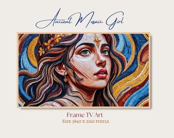 Mosaic Roman Portrait TV Art, Ancient Roman Classical Wall Decor, Digital Download